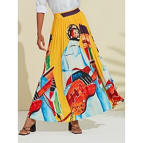 Artistic Print High Beach Skirt