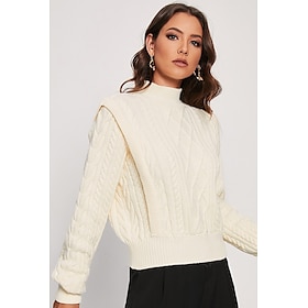 Acrylic Polyester Cable Knit Sweater Jumper