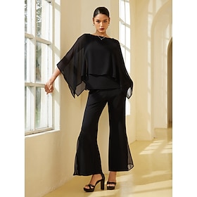 Chiffon Cape Top Modal Bell Bottom Pants Set