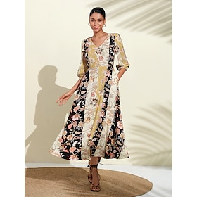 Floral Maxi Weddig Guest Dress with Pocket