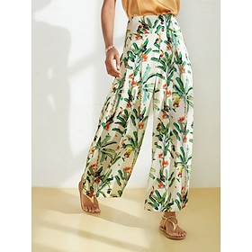 Satin Wide Leg Vacation Full Length Pants